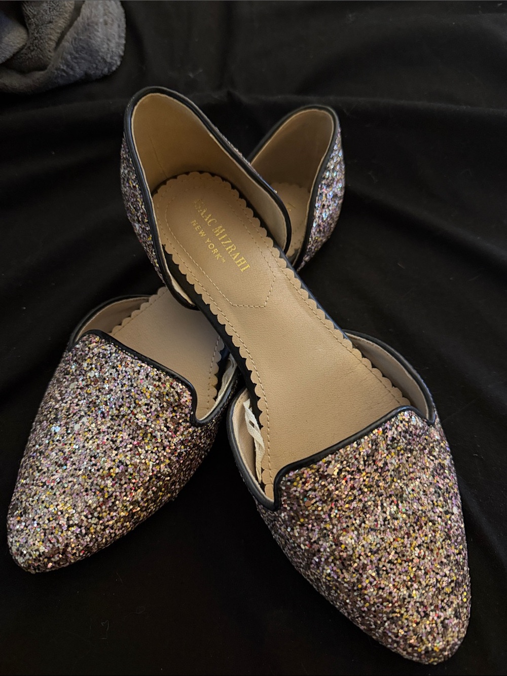 Isaac Mizrahi Multi-Color Glitter Pointed Flats